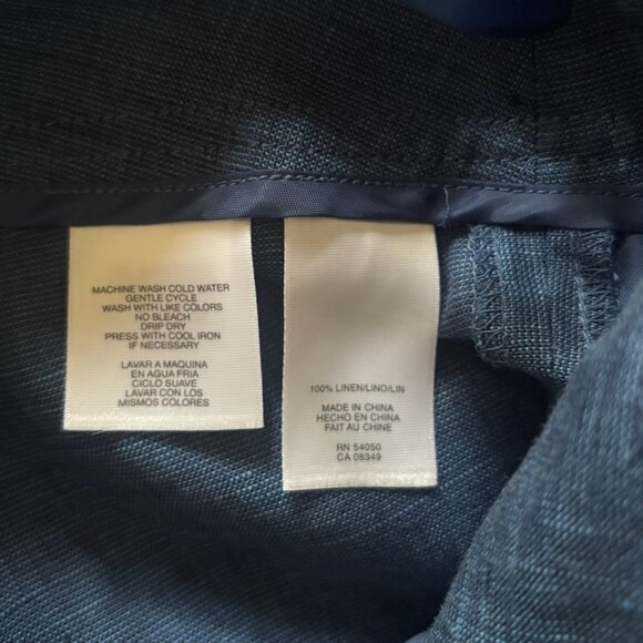 Jones New York - 100% Linen Aegean Ink Blue Pants (Size: 10) - Picture 5 of 5